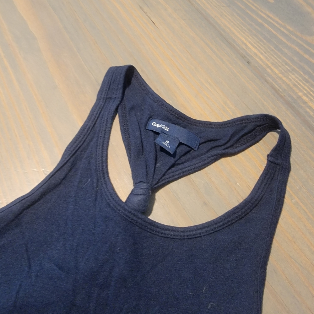 GAP Kids Navy Knotted Racerback Tee sz 8 - Picture 3 of 10
